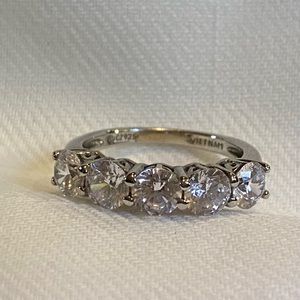 🌟QVC Diamonique CZ 5 Stone Sterling Size 6 Ring